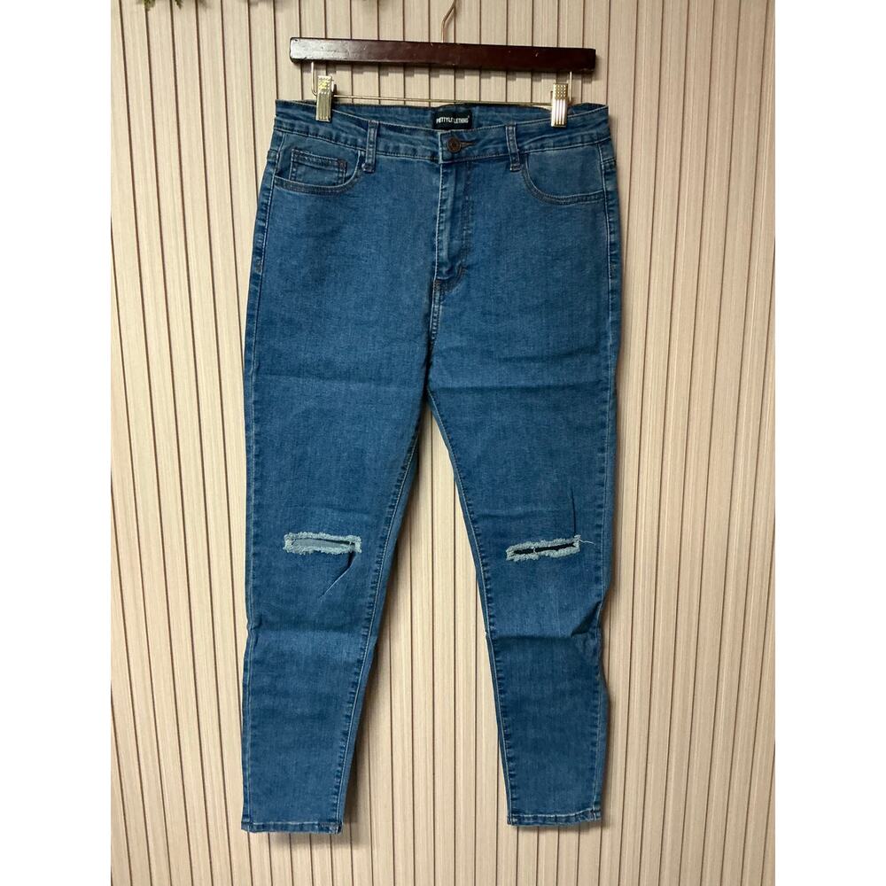 PrettyLittleThing Dark Wash Ripped Skinny Jeans Size US 10